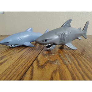 2 Great White Shark Plastic Toy W/ Movable Jaw